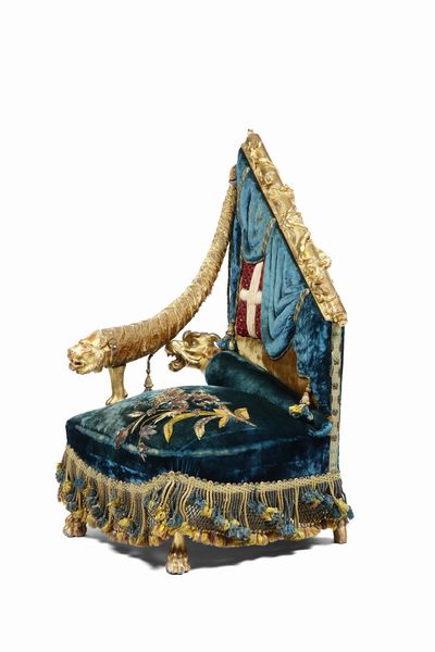 Poltrona da parata. Roma, 1870 ca.  - Asta Dimore Italiane - Associazione Nazionale - Case d'Asta italiane