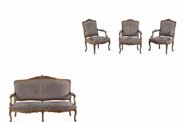 Fornitura da salotto in legno intagliato. XX secolo  - Asta Dimore Italiane - Associazione Nazionale - Case d'Asta italiane