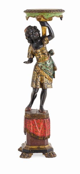 Moro reggi mensola in legno scolpito, laccato e dorato. Venezia, XIX secolo  - Asta Dimore Italiane - Associazione Nazionale - Case d'Asta italiane