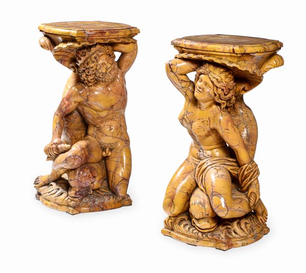 Poseidone e Anfitrite in stile barocco. Scultore del XX secolo  - Asta Dimore Italiane - Associazione Nazionale - Case d'Asta italiane