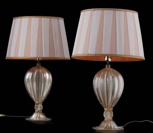 Coppia di lampade da tavolo. Murano, XX secolo  - Asta Dimore Italiane - Associazione Nazionale - Case d'Asta italiane