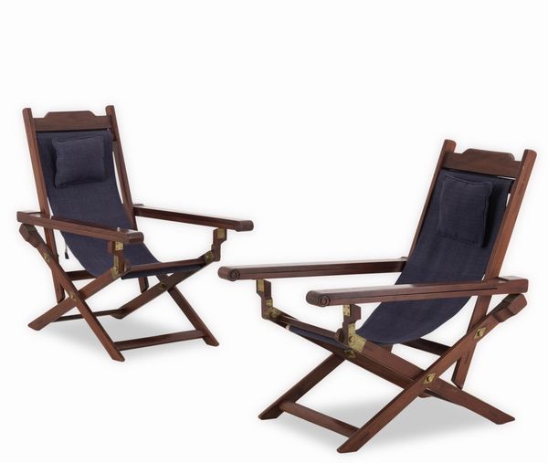 Coppia di sdraio pieghevoli in legno  - Asta Dimore Italiane - Associazione Nazionale - Case d'Asta italiane