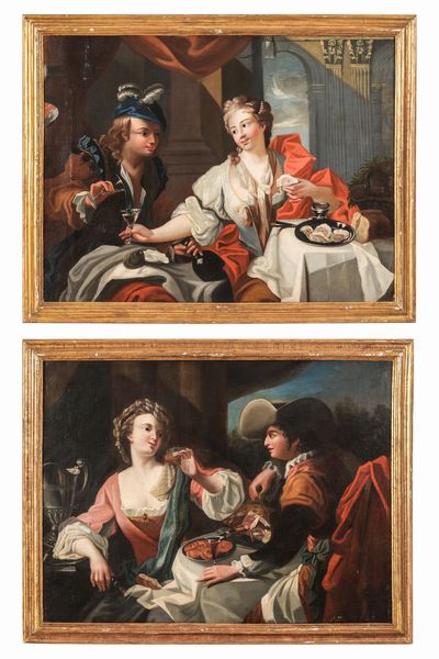 Scuola francese del XVIII secolo Scene galanti  - Asta Dimore Italiane - Associazione Nazionale - Case d'Asta italiane