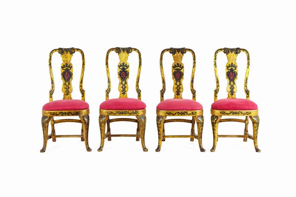 Gruppo di otto sedie in legno intagliato e laccato. Venezia, XVIII secolo  - Asta Dimore Italiane - Associazione Nazionale - Case d'Asta italiane