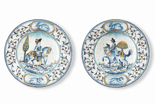 Coppia di grandi piatti da parata.<BR>Toscana, XX secolo.<BR><BR>  - Asta Dimore Italiane - Associazione Nazionale - Case d'Asta italiane