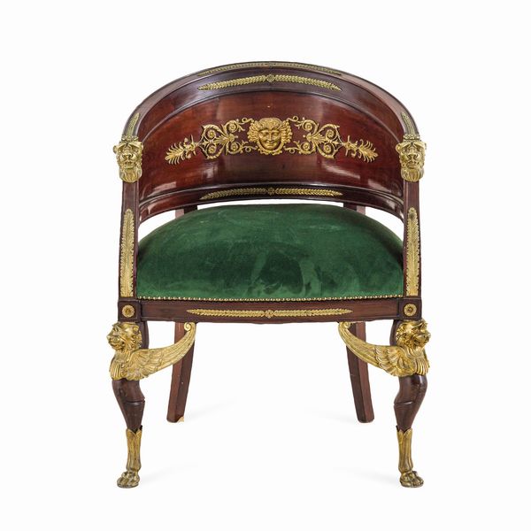 Poltrona a pozzetto in mogano. Francia, XIX secolo  - Asta Dimore Italiane - Associazione Nazionale - Case d'Asta italiane