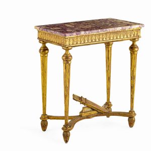 Sei sedie e tavolo da parete in stile Luigi XVI. Francia, XIX-XX secolo  - Asta Dimore Italiane - Associazione Nazionale - Case d'Asta italiane