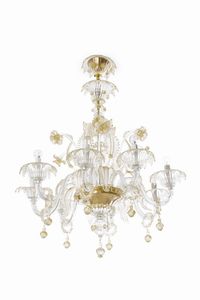 Coppia di lampadari in vetro. Murano, XX secolo  - Asta Dimore Italiane - Associazione Nazionale - Case d'Asta italiane