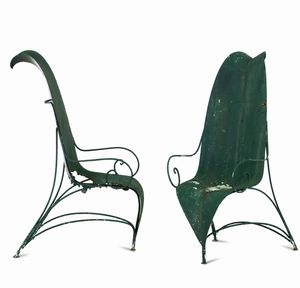 Fabrizio Corneli - Due poltrone modello Foglia. Mirabili, Italia, 1980 ca.