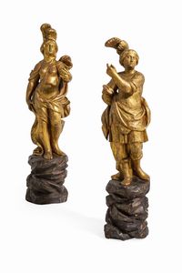 Coppia di figure mitologiche. Veneto, XVIII secolo  - Asta Dimore Italiane - Associazione Nazionale - Case d'Asta italiane