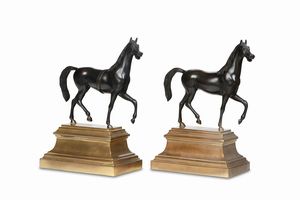 Coppia di cavalli. Fonditore d'oltralpe del XIX-XX secolo  - Asta Dimore Italiane - Associazione Nazionale - Case d'Asta italiane