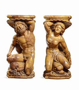 Poseidone e Anfitrite in stile barocco. Scultore del XX secolo  - Asta Dimore Italiane - Associazione Nazionale - Case d'Asta italiane