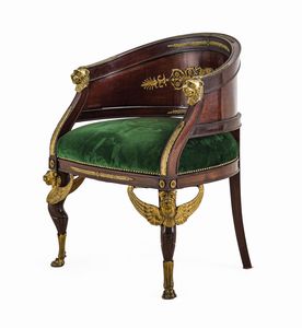 Poltrona a pozzetto in mogano. Francia, XIX secolo  - Asta Dimore Italiane - Associazione Nazionale - Case d'Asta italiane