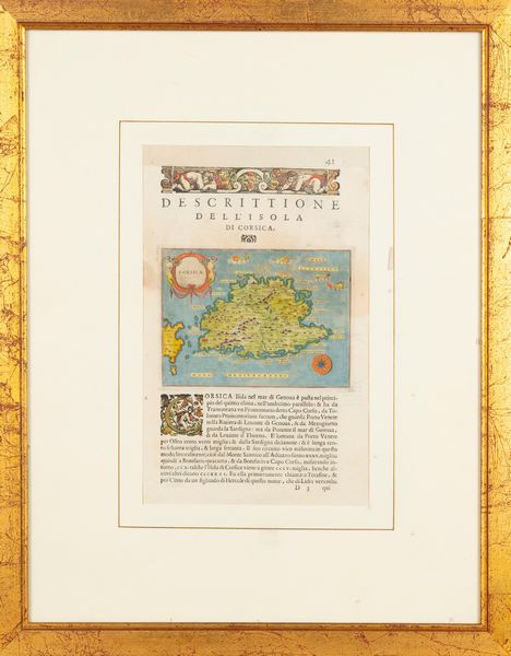 Girolamo Porro : Descrittione dell'isola di Corsica  - Asta Carte geografiche della Liguria e della Corsica - Associazione Nazionale - Case d'Asta italiane