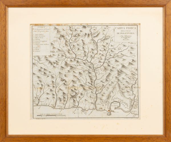 Carta fisica della Valle di Polcevera  - Asta Carte geografiche della Liguria e della Corsica - Associazione Nazionale - Case d'Asta italiane