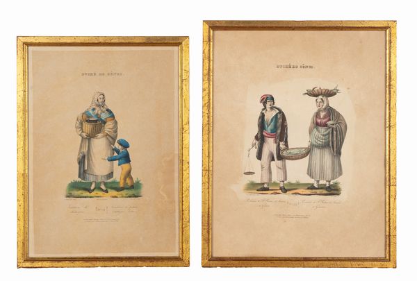 Alessio Pittaluga : Duch� de Genes - Venditrice di pelate (castagne lesse) - numeri 11- 20  - Asta Carte geografiche della Liguria e della Corsica - Associazione Nazionale - Case d'Asta italiane