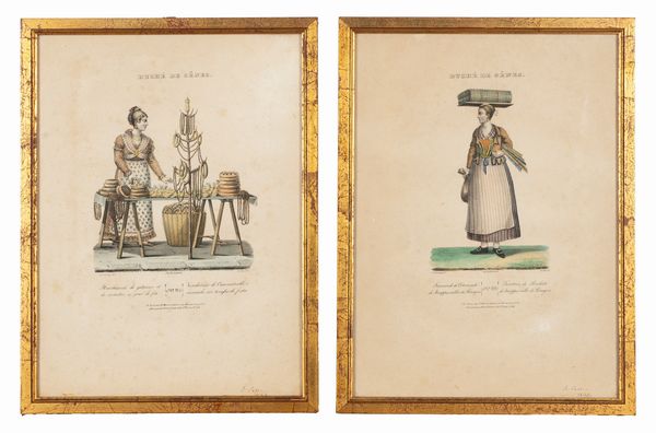 Alessio Pittaluga : Duch de Genes - Venditrice di cannestrelli, e nocciole in tempo di festa - numeri 21-30  - Asta Carte geografiche della Liguria e della Corsica - Associazione Nazionale - Case d'Asta italiane