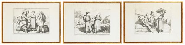 Pinelli, Bartolomeo : Costumi dei contorni di Genova - Costumi di Genova - Costumi di Rio Magiore  - Asta Carte geografiche della Liguria e della Corsica - Associazione Nazionale - Case d'Asta italiane