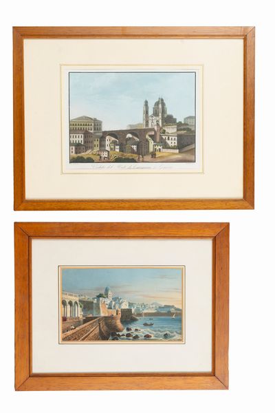 Veduta del ponte di Carignano a Genova  - Asta Carte geografiche della Liguria e della Corsica - Associazione Nazionale - Case d'Asta italiane