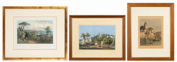 Nicolas Chapuy : Environs de Genes - Vista presa dai giardini di villa Lomellini  - Asta Carte geografiche della Liguria e della Corsica - Associazione Nazionale - Case d'Asta italiane