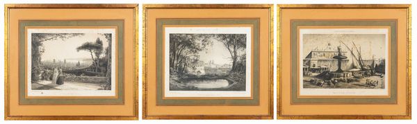 Genova, dalla villetta Di Negro - Genova, dal Giardino Durazzo  - Asta Carte geografiche della Liguria e della Corsica - Associazione Nazionale - Case d'Asta italiane