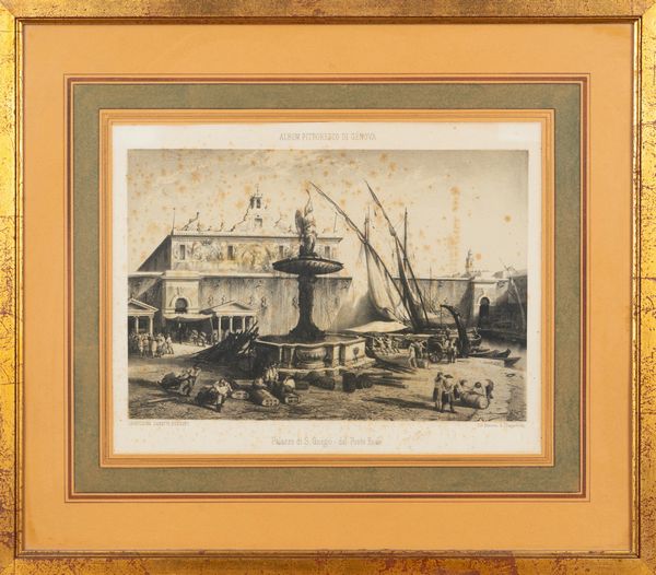 Genova, dalla villetta Di Negro - Genova, dal Giardino Durazzo  - Asta Carte geografiche della Liguria e della Corsica - Associazione Nazionale - Case d'Asta italiane