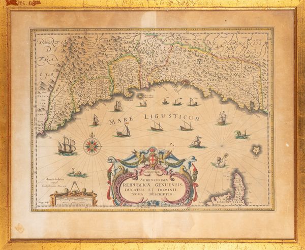 Willem Blaeu : Genovesato - Serenissimae Reipublicae Genuensis Ducatus et dominii Nova Descriptio  - Asta Carte geografiche della Liguria e della Corsica - Associazione Nazionale - Case d'Asta italiane