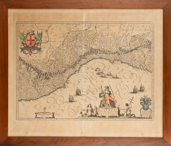 Willem Blaeu : Liguria  Stato della Republica di Genova  - Asta Carte geografiche della Liguria e della Corsica - Associazione Nazionale - Case d'Asta italiane