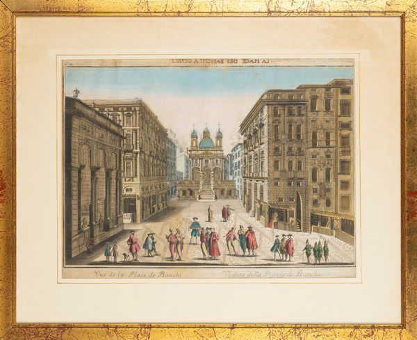 Veduta della piazza De Banchi  - Asta Carte geografiche della Liguria e della Corsica - Associazione Nazionale - Case d'Asta italiane
