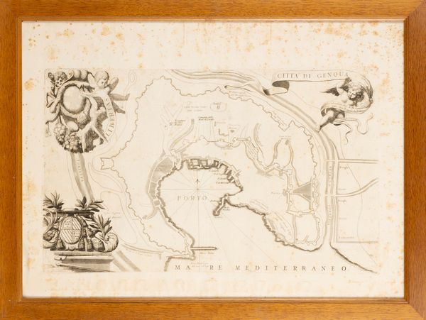 Vincenzo Maria Coronelli : Citt� di Genova  - Asta Carte geografiche della Liguria e della Corsica - Associazione Nazionale - Case d'Asta italiane