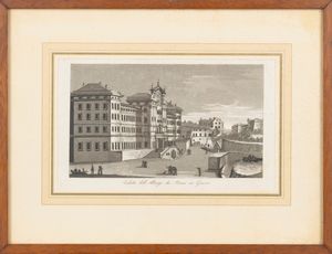 Veduta dell'Albergo dei Poveri in Genova  - Asta Carte geografiche della Liguria e della Corsica - Associazione Nazionale - Case d'Asta italiane