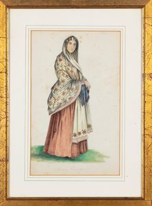 Venditrice di farinata in Genova - Serva Genovese  - Asta Carte geografiche della Liguria e della Corsica - Associazione Nazionale - Case d'Asta italiane