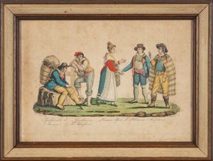 Costumes Genois - Paesani sposi di Polcevere  - Asta Carte geografiche della Liguria e della Corsica - Associazione Nazionale - Case d'Asta italiane