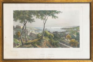 Genova, Veduta generale - Amalfi  - Asta Carte geografiche della Liguria e della Corsica - Associazione Nazionale - Case d'Asta italiane