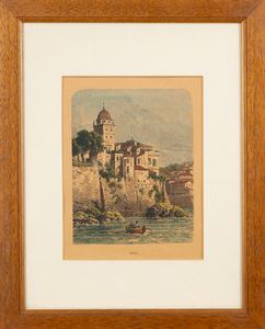 Nicolas Chapuy : Environs de Genes - Vista presa dai giardini di villa Lomellini  - Asta Carte geografiche della Liguria e della Corsica - Associazione Nazionale - Case d'Asta italiane