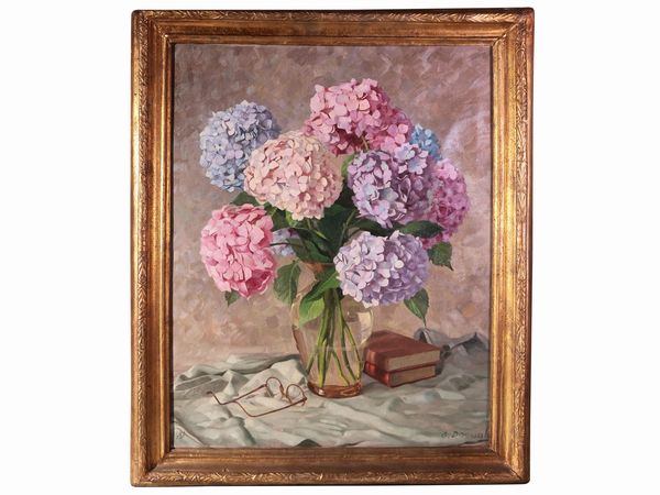 Oskar Doswald : Ortensie nel vaso 1951  - Asta Arte Moderna e Contemporanea - Associazione Nazionale - Case d'Asta italiane