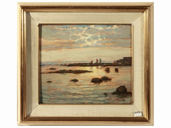 Giorgio Luxardo : Marina al tramonto  - Asta Arte Moderna e Contemporanea - Associazione Nazionale - Case d'Asta italiane