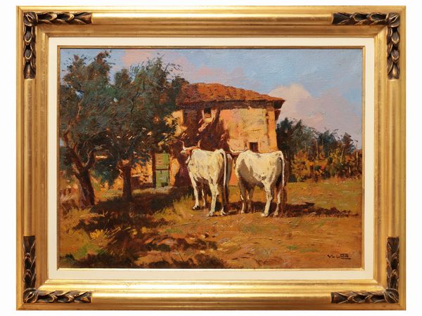 Angiolo Volpe : Buoi al sole  - Asta Arte Moderna e Contemporanea - Associazione Nazionale - Case d'Asta italiane