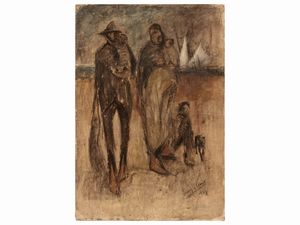 Lorenzo Viani - Ritratto di famiglia in un paesaggio marino, Anni trenta