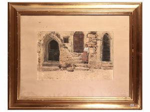 Pio Joris - Scorcio di palazzo con fanciulla