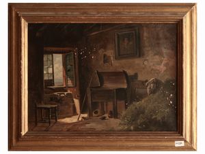 Luigi Bechi attribuito - Interno di cucina