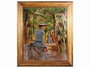 Giotto Sacchetti - Scorcio di parco con figure