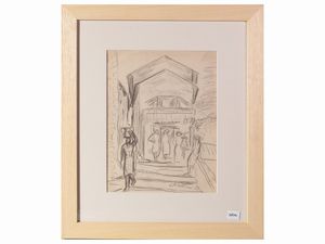 Elisabeth Chaplin - Scorcio di strada con figure  1927