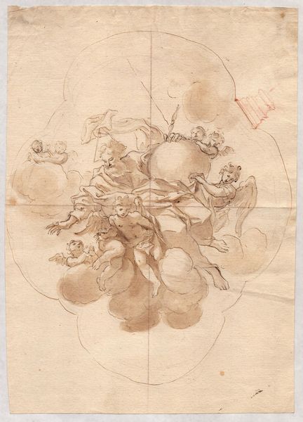 Studio per la decorazione di un soffitto con angeli e Dio Padre  - Asta Stampe e Disegni dal XVI al XX secolo - Associazione Nazionale - Case d'Asta italiane