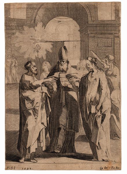 Ventura Salimbeni : Lo sposalizio della Vergine  - Asta Stampe e Disegni dal XVI al XX secolo - Associazione Nazionale - Case d'Asta italiane