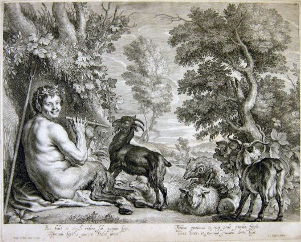 Boëtius Adamsz. Bolswert : Pan che suona il flauto, da Jacob Jordaens  - Asta Stampe e Disegni dal XVI al XX secolo - Associazione Nazionale - Case d'Asta italiane