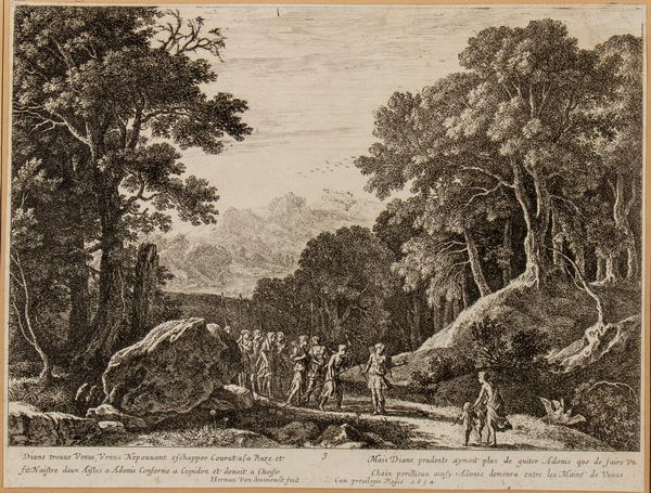 Herman Van Swanevelt : Sei paesaggi con la storia di Adone  - Asta Stampe e Disegni dal XVI al XX secolo - Associazione Nazionale - Case d'Asta italiane