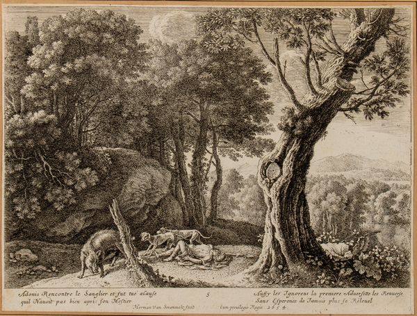Herman Van Swanevelt : Sei paesaggi con la storia di Adone  - Asta Stampe e Disegni dal XVI al XX secolo - Associazione Nazionale - Case d'Asta italiane