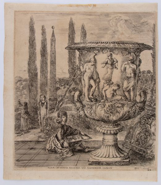 Stefano della Bella (Firenze, 1610 - 1664) : Romae in hortis Medicis vas marmoreum eximium  - Asta Stampe e Disegni dal XVI al XX secolo - Associazione Nazionale - Case d'Asta italiane