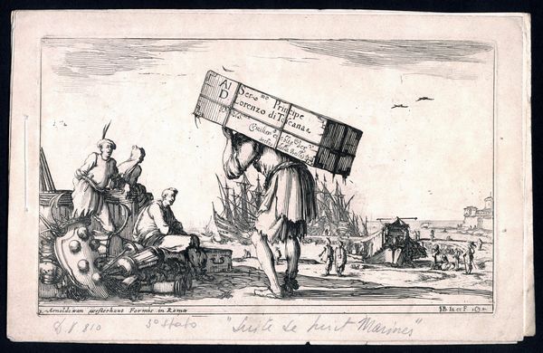 François Collignon : Suite de huit marines, da Stefano Della Bella  - Asta Stampe e Disegni dal XVI al XX secolo - Associazione Nazionale - Case d'Asta italiane